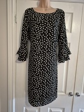Bnwt Black & White Spotted Lined Dress Size 16 By Wallis