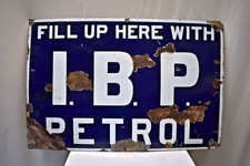 Vintage Indo-Burma Petroleum Sign Board Porcelain Enamel Petrol Advertise 30X20"