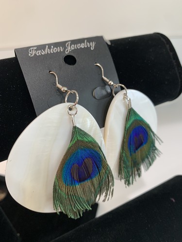 Peacock soft feather earrings - peacock,