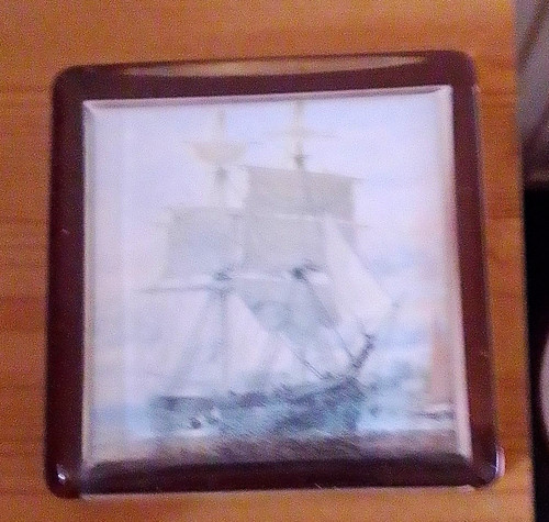 Framed nautical sailing ship - nautical,