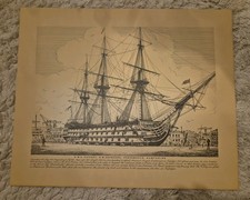Old Vintage Print of HMS