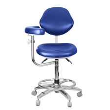 Adjustable PU Dentist Stool Dental Assistant Chair 360° Rotation w/ Armrest Blue