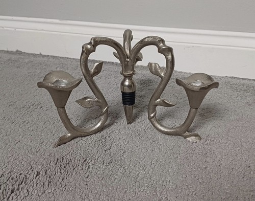 Silver metal three candle - three,