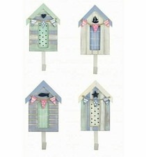Shabby Chic Coastal Wall Hanging Beach Hut with Hooks * Sets of 4 or 2