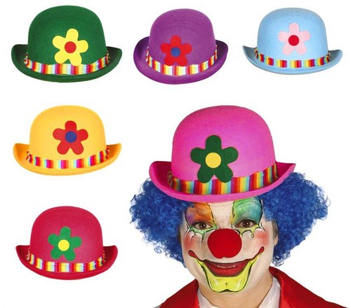 Adults clown bowler hat - hat, flower