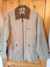 Baracuta Harrington Style Showerproof Utility Jacket Cream Size S Suede Collar