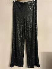 New George Black Full Sequin Wide Leg Trousers - Size 16 