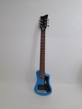 Hofner HCT-SH Shorty Electric Mini Travel Guitar Blue with Gig Bag Untested