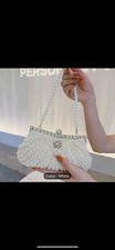 Pearl Clutch Purses for Women Beaded Evening Handbag With Pearl Handle