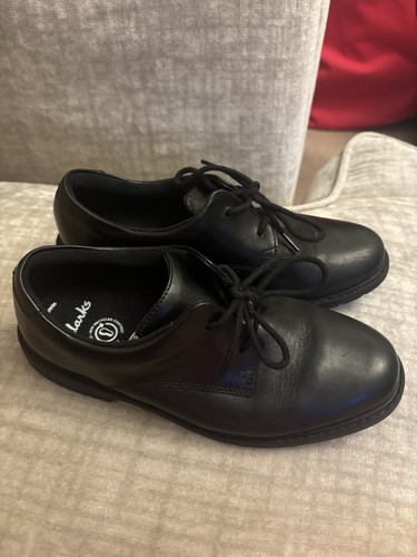 Black leather clarks school - black,