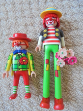 Playmobil Circus Clown Figures x2 Stilt long legs big shoes red nose poss 3808 ?