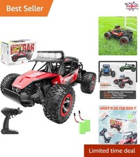 Shock Resistant 2WD RC Car with Two Rechargeable Batteries - Red Off-Roader