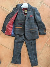Marc Darcy - Marine Jenson -Blue Tweed Check  - Three Piece Suit. Boys