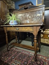 An Epic Boho Grand Tall Pink Marble Topped & Backed Edwardian Vintage Washstand 