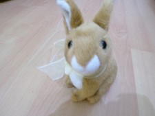 RUSS TAN SITTING EASTER BUNNY WITH BOW PLUSHIE SOFT TOY 6IN