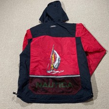 Vintage Nautica Competition Sailing Jacket Mens Large Loose Fit Red 90s USA