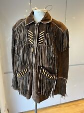 VINTAGE ATTRACTION MENS SUEDE TASSELED JACKET SIZE XL ZIP UP NATIVE AMERICAN
