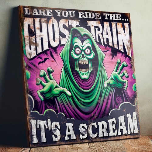 Ghost train sign - ghost, 34cm