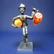 RARE RICHARD ROHAC STYLE SALT+PEPPER SHAKERS COLD PAINTED BRONZE FIGURE BAKELITE