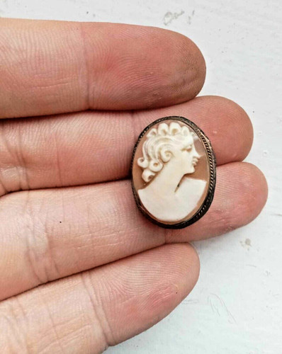 Old brass cameo brooch - old, 1880