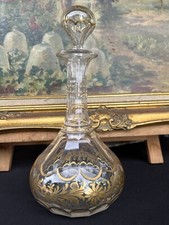 Antique Crystal Glass Carafe XIX EMe Gold Leaf