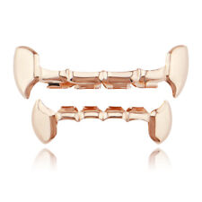Top&Bottom w/mold Grillz Vampire Fangs Dental Grill Teeth 14K Gold/Silver plated