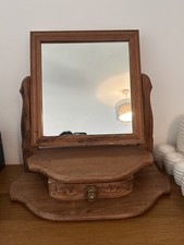 Vintage Wooden Swing Mirror Vanity Dressing Table Freestanding with Drawer 