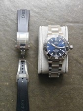 Oris Aquis 43.5 Dive Watch Blue + Oris Rubber Strap Very Good Condition 
