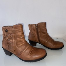Lotus Brown Leather Heeled Ankle Boots Size 5