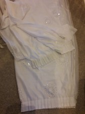 224cm White Voile Curtains Starburst Silver Sequins Embriodered Pencil Pleat Xma