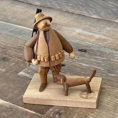 Vintage wood carved hunter - carved,
