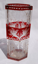 Antique Bohemian etched Ruby