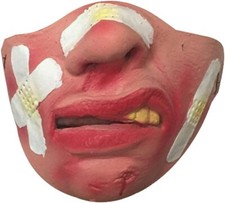 Battered Half Face Mask Latex Plasters Bruised Fancy Dress Costume Stag night