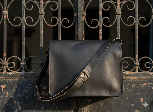 Vintage black genuine leather - black,