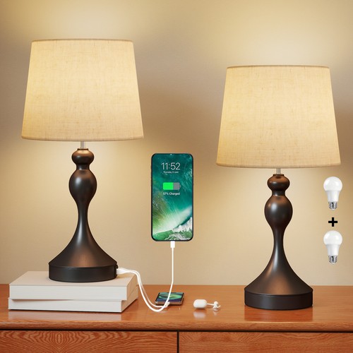 Homcom table lamps set 2 - lamps, of