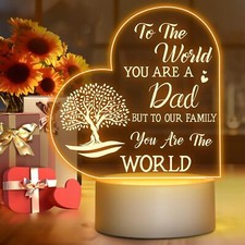 Personalised Gift LED light Dad Daddy Him Heart Plaque Birthday desk Ornament UK