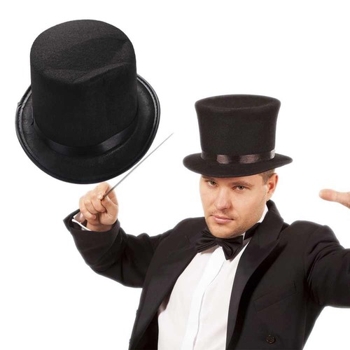 Black retro tophat satin - black,