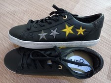 SUPERDRY PRIYA SLEEK LO BLACK STAR EMBROIDERED TRAINERS - SZ UK 6 - NEW.