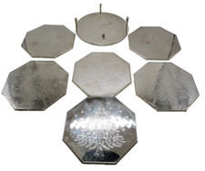 Silver Plated Vintage Christmas Tree Drink Coasters 6-Pack Boxed