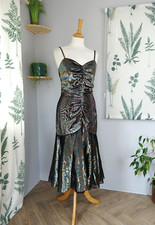 Vintage GINA BACCONI Multicoloured metallic sparkly mermaid dress size 8/10