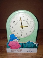 Vintage Paddington Bear Clock Rare 1996 Shapes Wooden Hand Made In UK England 