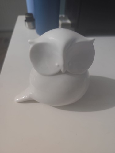 White ceramic owl large - owl,