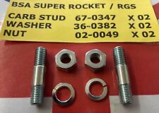 BSA A10 SUPER ROCKET CARB STUDS 67-0347 C/W NUTS BRIGHT ZINC PLATED READY TO FIT