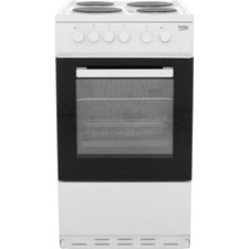 Beko KS530W 50cm Free Standing Electric Cooker with Solid Plate Hob White A