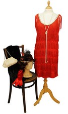 1920s Style Red Flapper Dress & Headdress, Size 10