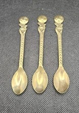 A Beautiful Set Of 3 Vintage  Small Brass Spoons