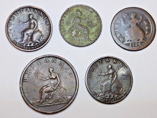 Copper farthings and half - and, a