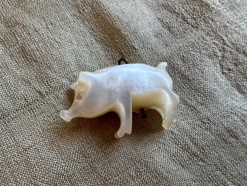 Antique lucky pig charm - pig,