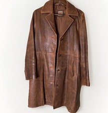 VTG R&O Reilly Olmes Buttery Soft Leather Trench Coat Women’s Medium Aged Brown