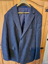 M&S Sartorial Jacket by Moon 48L Navy Blue Pure New Wool Tweed